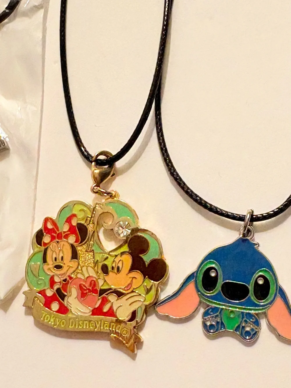 Black Cord Necklace with Blue Stitch Character Pendant - & Watch for Kids